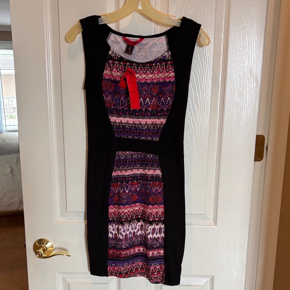 Hot Kiss Black and Purple Mini Dress